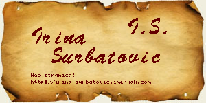 Irina Šurbatović vizit kartica